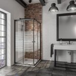 Acc�s d'angle droit avec portes de douche coulissantes, 75 x 75 � 90 x 90 cm x 180 cm, verre 4 mm, sunny ...