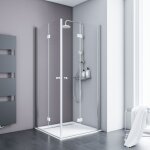 Accès d'angle droit avec portes de douche pivotantes - pliantes, verre 5 mm transparent anticalcaire, ... Accès d'angle droit avec portes de douche pivotantes - pliantes, verre 5 mm transparent anticalcaire, ...