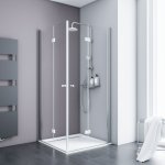 Accs d'angle droit avec portes de douche pivotantes - pliantes, verre 5 mm transparent anticalcaire, ...