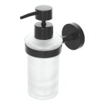 Accessoire mural rond pour distributeur de savon liquide de salle de bain en acier noir mat et verre ...