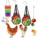 Accessoire poulailler lot de 4 jouets de poulet xylophone pour poulailler, brochettes de l�gumes, porte ...