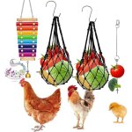 Accessoire poulailler lot de 4 jouets de poulet xylophone pour poulailler, brochettes de l�gumes, porte ...