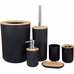 Accessoires salle bain set porte - brosse � dents bambou comptoir en bois autoportant distributeur savon ...