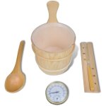 Accessoires sauna 5 pcs seau cuill�re sablier thermo - hygrom�tre vidaxl