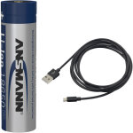Accu li - ion 18650 3400 mah avec prise de charge micro - usb accu rechargeable cellule - ansmann