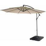 Acerra, parasol, protection solaire,  3m inclinable, polyester / acier 11kg, sable - beige avec support ...