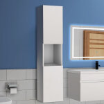 Acezanble - 30(l)x30(p)x131. 5(h)cm meuble salle de bain blanc meuble colonne salle de bain à suspendre ... Acezanble - 30(l)x30(p)x131. 5(h)cm meuble salle de bain blanc meuble colonne salle de bain à suspendre ...