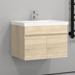 Acezanble 59(l)x38, 5(w)x40(h)cm acezanble meuble salle de bain naturel 2 portes avec une vasque � suspendre ...