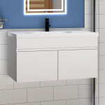 Acezanble - 79, 5(l)x45(w)x40(h)cm meuble salle de bain blanc 2 portes avec une vasque  suspendre pour ...
