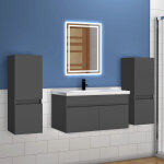 Acezanble - 79, 5(l)x45(l)x40(h)cm meuble de salle de bain anthracite + 30(l)x30(l)x1100(h)cm meuble ...