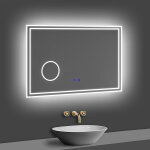 Acezanble - 80x60cm miroir lumineux de salle de bain regtanglaire avec bluetooth, 3 couleurs et loupe ...