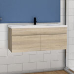 99(l)x45(w)x40cm(h)cm meuble salle de bain naturel 2 portes avec une vasque  suspendre - acezanble