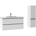 Acezanble - ensemble meubles salle de bain 100cm blanc meuble avec colonne vasque ceramique