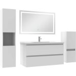 Acezanble - ensemble meubles salle de bain 100cm simple vasque + colonne + miroir led blanc Acezanble - ensemble meubles salle de bain 100cm simple vasque + colonne + miroir led blanc