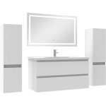 Acezanble - ensemble meubles salle de bain 100cm simple vasque + colonne + miroir lumineux blanc Acezanble - ensemble meubles salle de bain 100cm simple vasque + colonne + miroir lumineux blanc