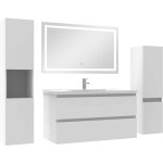 Acezanble - ensemble meubles salle de bain 100cm vasque + colonne + miroir led blanc Acezanble - ensemble meubles salle de bain 100cm vasque + colonne + miroir led blanc
