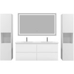 Acezanble - ensemble meubles salle de bain 120cm 4 tiroirs double vasque + colonne + miroir led blanc ...