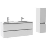 Acezanble - ensemble meubles salle de bain 120cm double vasque blanc meuble avec colonne ceramique