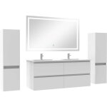 Acezanble - ensemble meubles salle de bain 120cm double vasque + colonne + miroir lumineux blanc