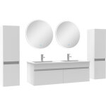 Acezanble - ensemble meubles salle de bain double vasque 120cm, colonnex2 + miroir rond blanc Acezanble - ensemble meubles salle de bain double vasque 120cm, colonnex2 + miroir rond blanc