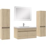 Acezanble - ensemble meubles salle de bain simple vasque 80cm, colonnex2 + miroir ch�ne wotan