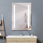 Acezanble - miroir 60 x 80 cm miroir de salle de bain anti - bu�e, miroir led avec �clairage, miroir ...