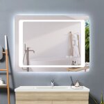 Acezanble - miroir 80x60cm miroir de salle de bain anti - bu�e, miroir led avec �clairage, miroir mural ...