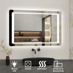 Acezanble - miroir avec clairage intgr, l. 100 x h. 70 cm miroir lumineux anti bue, miroir de salle ...