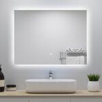 Acezanble - miroir lumineux 90x70cm avec anti - bu�e + dimmable, mural miroir salle de bain