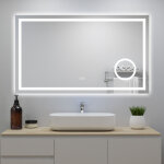 Acezanble - miroir lumineux avec bluetooth 80 x 60cm, 3 couleurs + dimmable + anti - bu�e + grossissant ...