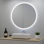 Acezanble - miroir lumineux rond 80cm avec 3 couleurs + dimmable + anti - buée, mural miroir salle de ... Acezanble - miroir lumineux rond 80cm avec 3 couleurs + dimmable + anti - buée, mural miroir salle de ...