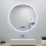 Acezanble - miroir lumineux rond 80cm avec horloge + 3 couleurs + dimmable + anti - buée + grossissant ... Acezanble - miroir lumineux rond 80cm avec horloge + 3 couleurs + dimmable + anti - buée + grossissant ...