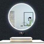 Acezanble miroir lumineux de salle de bain rond 80cm avec horloge + 3 couleurs + dimmable + anti - buée, ... Acezanble miroir lumineux de salle de bain rond 80cm avec horloge + 3 couleurs + dimmable + anti - buée, ...