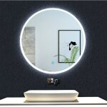 Acezanble - miroir lumineux de salle de bain rond 90cm avec clairage, miroir mural led anti - bue, ...