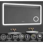 Acezanble - miroir salle de bain led avec bluetooth, mural miroir avec horloge + 3 couleurs + dimmable ...