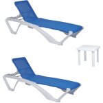 Garbar acqua - andorra chaise longue - table auxiliaire ext�rieur set 2 + 1 structure blanche - textil�ne ...