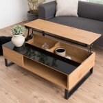 Actona - table basse plateau relevable 110x60x35 - 55 cm naturel et noir - yoyce