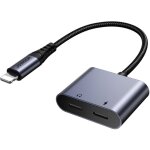 Adaptateur 2 en 1 pour chargeur iphone + casque lightning / 2x lightning noir