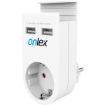 Adaptateur 230v + 2usb avec support mobile onlex