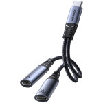 Adaptateur audio 2 en 1 joyroom usb c vers double cable usb c - noir