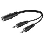 Adaptateur de c�ble audio en y 3, 5 mm, 1x st�r�o femelle vers 2x mono m�le, prise jack 3, 5 mm (3 broches, ...