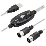 Adaptateur de c�ble usb midi, interface d'entr�e - sortie type a m�le vers midi din 5 broches avec indicateur ...