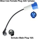 Adaptateur �lectrique cee schuko 230v 32a ? c�ble h07rn - f 3g 1, 5mm� 20cm ? degr� de protection ip44 ...