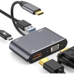 Adaptateur usb c vers 4k hd - mi vga, hub 4 en 1 usb type c 3. 0 otg compatible avec macbook pro / dell ...
