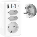 Memkey - adaptateur voyage 7 en 1 avec 3 usb et usb - c adaptateur france vers uk prise anglaise adaptateur ...