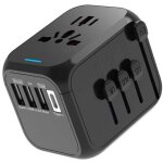 Adaptateur voyage, adaptateur prise universelle avec type - c + 3 ports usb & prise ac, adaptateur prise ...