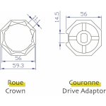 Avosdim - adaptations moteur axe octogonal 60mm - pour moteur 45mm