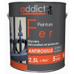Addict - peinture fer glyc�ro antirouille, noir mat, 2, 5 litre int�rieur et ext�rieur peinture.