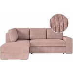 Aden - canap d'angle convertible avec coffre en velours ctel - angle gauche - vieux rose