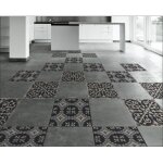 Adhsif carrelage sol gris ciment 30 cm x 30 cm, homestaging x2, revtement mural autocollant pour sols ...